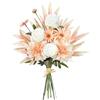 DEMIUKO Fiori Artificiali Champagne Dalia Fiori Finti Bouquet Peonia Seta Floreale Decorativi Bouquet Faux Fiori Margherita Piante Finti da Interno Decorazioni per Casa Sposa Tavolo Centrotavola Vaso