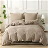 SOULFUL Copripiumino 240 x 260 garza di cotone beige, set copripiumino con cerniera, certificato Oeko-TEX, set da letto matrimoniale 240 x 260 cm con 2 federe 65 x 65 cm