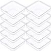 Prmape 10 scatole portaoggetti con coperchio grande, 10,5 x 10,5 x 1,8 cm, rettangolare, vuota, grande scatola di plastica trasparente per accessori fai da te