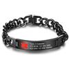 Gaosh Unisex personalizzato con incisione ID allarme 19 Bracciale in acciaio inossidabile Bracciale elastico Bracciale rigido con emblema medico inciso argento 10 mm per uomo e donna (Black)