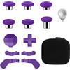 inRobert Set di bottoni magnetici in metallo per Xbox Elite Controller Series 2 accessori, inclusi 6 joystick di placcatura in metallo, 4 paddle, 2 cuscinetti a D, 1 strumento di regolazione (viola）