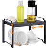 Starvortex Ripiano Organizzatore per Cucina, Scaffale Espandibile 32-53cm per Pensili, Ripiani Resistente per Top Cucina, Scaffalatura Regolabile in Nero con 3 Altezze, Organizzatore per Desktop e Mobili