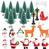 Bluelves 24 Pezzi Ornamenti in Miniatura di Natale, Mini Kit Ornamenti in Miniatura di Natale,Mini Statuette Addobbi Natalizi,Babbo Natale Pupazzo Lampione Alce Carrello dei Cervi per la Casa Decorazioni