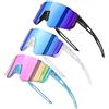 Dreaku Occhiali da sole per bambini per ragazzi e ragazze, protezione UV400, occhiali da sole per bambini, occhiali da sole sportivi per baseball, ciclismo, arrampicata, Bianco+blu+nero