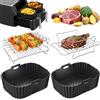PETHREE Accessori Friggitrice ad Aria 4Pezzi per Ninja Dual Basket 7,6-9,5L | 2x stampo silicone 2x griglia inox 304 5 spiedini, Senza BPA, per Ninja AF300EU/AF400EU/AF500EU & altri Dual Basket AirFryer