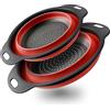 YC Kitchen Set di 2 colino pieghevole in silicone, scolapasta con manico, salvaspazio, per esterni, campeggio, cucina, 2 misure blu, 30 cm e 25 cm