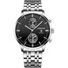 SGU Orologio Uomo,Orologio Polso Uomo Daffari Argento Nero,Cinturino in Acciaio Inossidabile,Resistenza Allacqua 30M,Lancette luminose,Data Automatica,Cronografo con Movimento al Quarzo