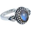 GEMS VIBES Anello Gems Vibes Blue Flash Labradorite per donna, in argento Sterling 925, raffinato gioiello, fatto a mano, regalo per lei, anello con pietra preziosa taglio ovale, misura 10