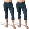 SES 3/4 - Mutande lunghe da uomo, a costine sottili, confezione da 2 pezzi, S-4XL, con apertura e vita morbida in cotone/comode mutande da uomo, a gamba lunga, grigio mélange, M