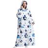 Shamdon Home Collection Coperta con cappuccio oversize per donne uomini adulti - extra lunga, calda e morbida, con cappuccio, coperta indossabile, regalo per Natale e compleanno, Pinguino., L-XXL Plus