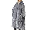 Proumhang La felpa coperta oversize,Felpa con cappuccio Sherpa indossabile per donne e uomini,Coperta spessa con maniche e tasca,La coperta più calda per il corpo,Taglia Unica,Grigio