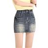 Generico Gonna Jeans Donna Corta Cowgirl Minigonna Jeans Vita Alta Bodycon Vintage Gonna Jean Corta con Tasche Y2k Gonne in Denim a Tubino Casual con Bottoni Tinta Unita Skirts Estiva alla Moda