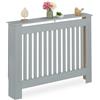 Relaxdays Copritermosifone in Legno MDF, Copricalorifero Rustico, 83x112x19 cm, Copertura Protezione Termosifone, Grigio, 100% Fibra
