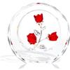 Movdyka Statuina di cristallo con vaso a forma di rosa rossa, ornamento per moglie, fidanzata, donna, fatto a mano, fiore di cristallo da collezione, decorazione da tavolo per San Valentino, anniversario di