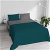 Italian Bed Linen Set Lenzuola Matrimoniale 100% Cotone Natural Color, Made in Italy - Completo Letto, Lenzuolo Sotto con Angoli, Telo Sopra 240x300cm e Federe con Patella Interna, Verde Petrolio/Grigio Scuro