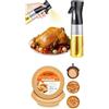 GRIFEMA Spray Olio per Friggitrice ad Aria 300ml con 100 Carta Forno Rotonda BPA Free per Air Fryer 2.2-4.5L