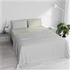 Italian Bed Linen Set Lenzuola Matrimoniale 100% Cotone Natural Color, Made in Italy - Completo Letto, Lenzuolo Sotto con Angoli, Telo Sopra 240x300cm e Federe con Patella Interna, Grigio Chiaro/Panna