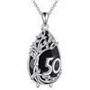 YFN Collana per il 50° compleanno Pendente in argento sterling con albero della vita Tormalina nera Regali di compleanno Gioielli per donna