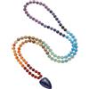 COAI Rosario Collana Uomo Donna, Collana Perle Mala 108 Grani Pietre Chakra Annodate a Mano e Ciondolo Cuore Stilizzato, Collana Pietre Naturali 8mm