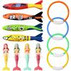 IOPJLK Set di giocattoli per immersioni subacquee, 12 pezzi, anelli per immersioni per bambini dai 4 ai 12 anni, siluri colorati e set di sirene subacquee, regalo per festa di piscina estiva per