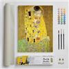 DonElton Dipingi con i numeri per adulti ispirato a Gustav Klimt - Kit di Pittura 40x50 cm con Pennelli, Colori Acrilici e Tela di Lino, Senza Cornice - Regalo Creativo (Il bacio)