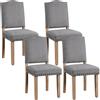 Yaheetech Set 4 Sedie Sala da Pranzo Classiche Imbottite Tessuto Gambe in Legno Sedia Moderne per Cucina Soggiorno Grigio Scuro