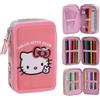 CERDÁ LIFE'S LITTLE MOMENTS Astuccio Hello Kitty con accessori Giotto inclusi | Astuccio completo Hello Kitty per bambine con pennarelli, matite e cancelleria