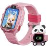 OKYUK T17 smartwatch bambini, 4G orologio bambino, GPS per bambini, SOS, chat vocale, SMS, modalità scuola, giochi e stazione di ricarica Panda, orologio per ragazze e ragazzi（Rosa）