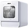 AIRMSEN Lavastoviglie Portatile, 7+2 Programmi, Serbatoio 5L, 4 Coperti, Design Ultra-Stretto 37x50cm, Avvio Ritardato 1-24H Doppio Getto 360°, Con/Senza Tubo Per Cucina, Appartamento,Bianco (Bianco)