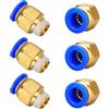 MIPIACE 6 Pezzi Raccordo a Innesto Pneumatico 14mm 3/8" PT Innesto Rapido Pneumatico Raccordi Aria Compressa Filettatura Maschio Attacchi Rapidi Aria Compressa per Pneumatico Tracheale Collegare