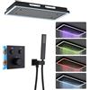 WRKMH Colonna Doccia Termostatica, LED a 64 Colori Doccia da Incasso Nera Kit Doccia Installazione a Soffitto Colonna Doccia con Miscelatore, Set Doccia con Soffione e Doccetta