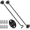 Dhisperares 2 Pezzi Gancio per Cabina in Acciaio Inossidabile con 8 Viti di Montaggio, 30 cm Nero Gancio e Chiusura a Occhiello per Porte del Garage, Finestre, Porte del Fienile, Cancello da Giardino, Recinzioni