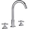 ZPSPZ Rubinetti Lavabo Bagno 3 Fori, Miscelatore Lavabo Bagno Sdoppiato Doppio Manico Ottone Rubinetti Bagno Tre Fori-Cromo