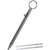 TIKIDESIGN TKP1 Mini penna a sfera in titanio EDC Bolt Action Penna a sfera in metallo con mine di ricambio nere e anello portachiavi, penna creativa per lavoro, business (grigio scuro)