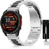 SeNool QuickFit 26mm Cinturino Compatibile con Garmin Enduro 3/Fenix 8 51mm/tactix 7 Amoled/Fenix 7X Pro Solar/Fenix 7X, Metallo Bracciale Compatibile con Garmin Fenix 6X GPS/Fenix 5X GPS-Nero Argento