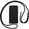 Vauki Custodia per Xiaomi Redmi 9C/Redmi 9C NFC Cover con Cordino,Nero Silicone Antiurto TPU Morbido Case Corda Collana Necklace Regolabile Stylish con Catena Ultra Sottile Cover,Nero