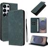 LSPCASA Protettiva Case Per Samsung Galaxy S25 Ultra 5G Pollici Pelle Artificiale Cover S25 Ultra/SM-S938B/DS Con Slot Per Schede Cover Funzione Supporto Custodia, Verde