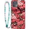 Sinyunron Cover Compatibile con Motorola Edge 20 Lite,Custodia a Doppia Protezione 2 in 1 Antiurto e Anti-Graffio con Estetica Motivo+1×Boho Braccialetto Colorato,Rose