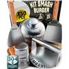 SMASHI BURGER SMASHI® Kit Smash Burger Professionale in Acciaio Inox 304 Certificato Contatto Alimenti UE | Pressa Hamburger + Spatole con Manico in Legno + Accessori | Include 25 Ricette (AVANZATO)