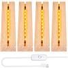 Mitening 4 Pezzi LED Luci Display Base, Base di Visualizzazione per Luci a LED, Base Rettangolare con Led per Lastra in Acrilico, Lastra in Cristallo (Lunghezza 15 cm, Bianco Caldo)