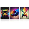Dazzlewall 3pcs Immagini colorate del gamepad delle cuffie per videogiochi, poster di arte della parete per ragazzi adolescenti Arredamento della sala giochi del dormitorio 30x40 cm senza cornice
