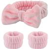 KCOQINA 3 Pz Fascia Capelli Donna Trucco,Fasce di Testa per Lavaggio di Viso Trucco e Braccialetto da Polso, Fasce Capelli Trucco Fiocco Fascia Doccia Capelli per Lavaggio Viso, Doccia, Terme