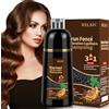 MINYSIC Shampoo 3 in 1 per Capelli, Shampoo Colorante 500ml, Copre Capelli Bianchi e Barba, Cura Nutriente e Colore Lunga Durata, per Uomo e Donna (Marrone scuro)