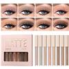 HQDA Set di ombretti liquidi opachi a 8 colori Velluto Altamente pigmentato Smokey Nude Ombretto nero Ombretto a lunga durata ad asciugatura rapida Kit per il trucco dell'ombretto (Set A)