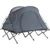 Outsunny lettino da campeggio con tenda lettino da campeggio rialzato per tenda a cupola per 2 persone con materassino gonfiabile incl. borsa per il trasporto grigio 200 x 146 x 159 cm