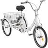 Fliuyr Triciclo da 20 pollici, triciciclo,V-Brake,3 ruote, cuscino regolabile, con cestino posteriore per uomini, donne, anziani e adulti