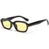YAMEIZE Occhiali da Sole Rettangolar Piccolo Donna - Uomo Retro Anni '90 Stretto Quadrati Occhiali da Sole UV400 Protezione Esterno (Nero Giallo)