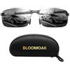 Bloomoak Occhiali da sole polarizzati da guida per uomo e donna, rettangolari, occhiali da sole sportivi per protezione occhi UV400, metallo ultra leggero, Lenti nere/Cat3