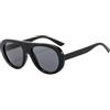 YAMEIZE Retro Occhiali da Sole Ovali Donna - Uomo Vintage Grandi e Rotondi Top Piatto Occhiali da Sole UV400 (Grigio Nero)