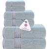 CASA COPENHAGEN Zero Twist, 6 Pezzi Asciugamani da Set, 100% Cotone, Grigio Viola, 600 GSM, 2Bagni, 2Mani, 2Salviette Realizzato in Cotone Egiziano, Asciugamani di Lusso Ultra Morbidi per il Bagno